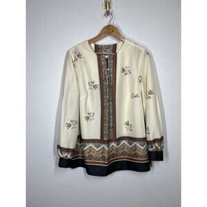 Vintage 1970s Ample Togs Tapestry Print Blouse Tunic Size 38 Fits Large NOS